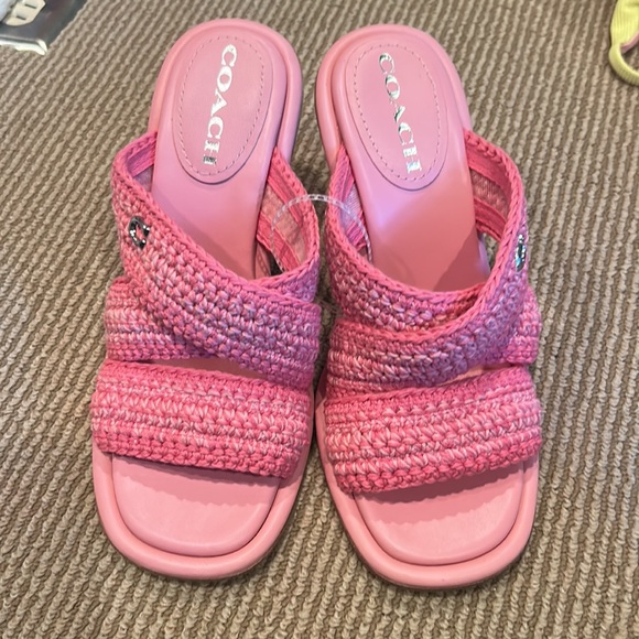 NEW COACH Pink Woven Heeled Sandals size 7.5/8 - Picture 7 of 13